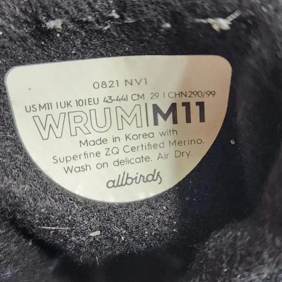 Allbirds WRUM Wool Runner Ups Mizzle Men\'s Size 11 Black High Top Shoes Sneakers